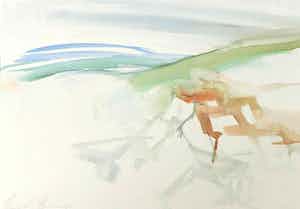 Wim de Bruin - Aquarel op papier, Bretagne verkocht voor € 1!