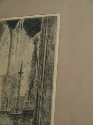 Walter Vaes - Ets , “Kerkinterieur”, Veere, Zeeland? – gesigneerd & ingelijst – ca 1915 kopen? Bied vanaf 10!