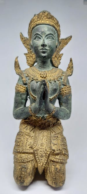 Brons (Onbekend) - Thep Phanom vrouwelijk - Gepatineerd brons, Verguld - rond 1965 kopen? Bied vanaf 85!