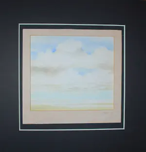 Fred Hemmes - Strand met hoge wolkenlucht - mooi ingelijste aquarel kopen? Bied vanaf 25!