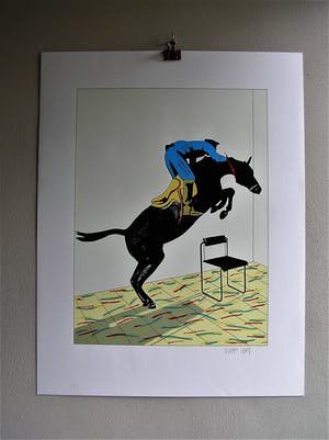 Hans Wap - Zeefdruk 'De Sprong' uit de Grafiekserie 'Het Dagelijks Leven' 1987 kopen? Bied vanaf 50!