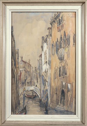 Niet of onleesbaar gesigneerd - Potlood en aquarel, Venetië - Ingelijst kopen? Bied vanaf 1!