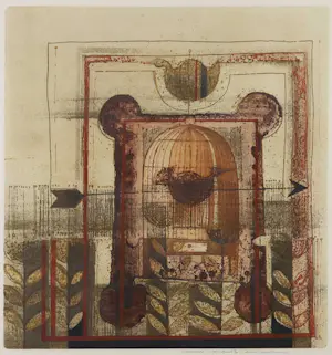 Anne Huitema - Ets en aquatint, Vogelkooi - Ingelijst kopen? Bied vanaf 40!