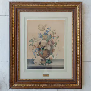 AcheterWillem Verbeet - ( 's Hertogenbosch 1801 - 1887 ). Franse vaas met allerlei bloemen. 1840.? Enchérissez de 395!