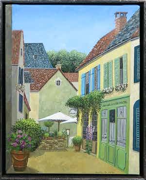 Laetitia de Haas - Olieverf op doek, Au relais de poste - Ingelijst verkocht voor € 100!