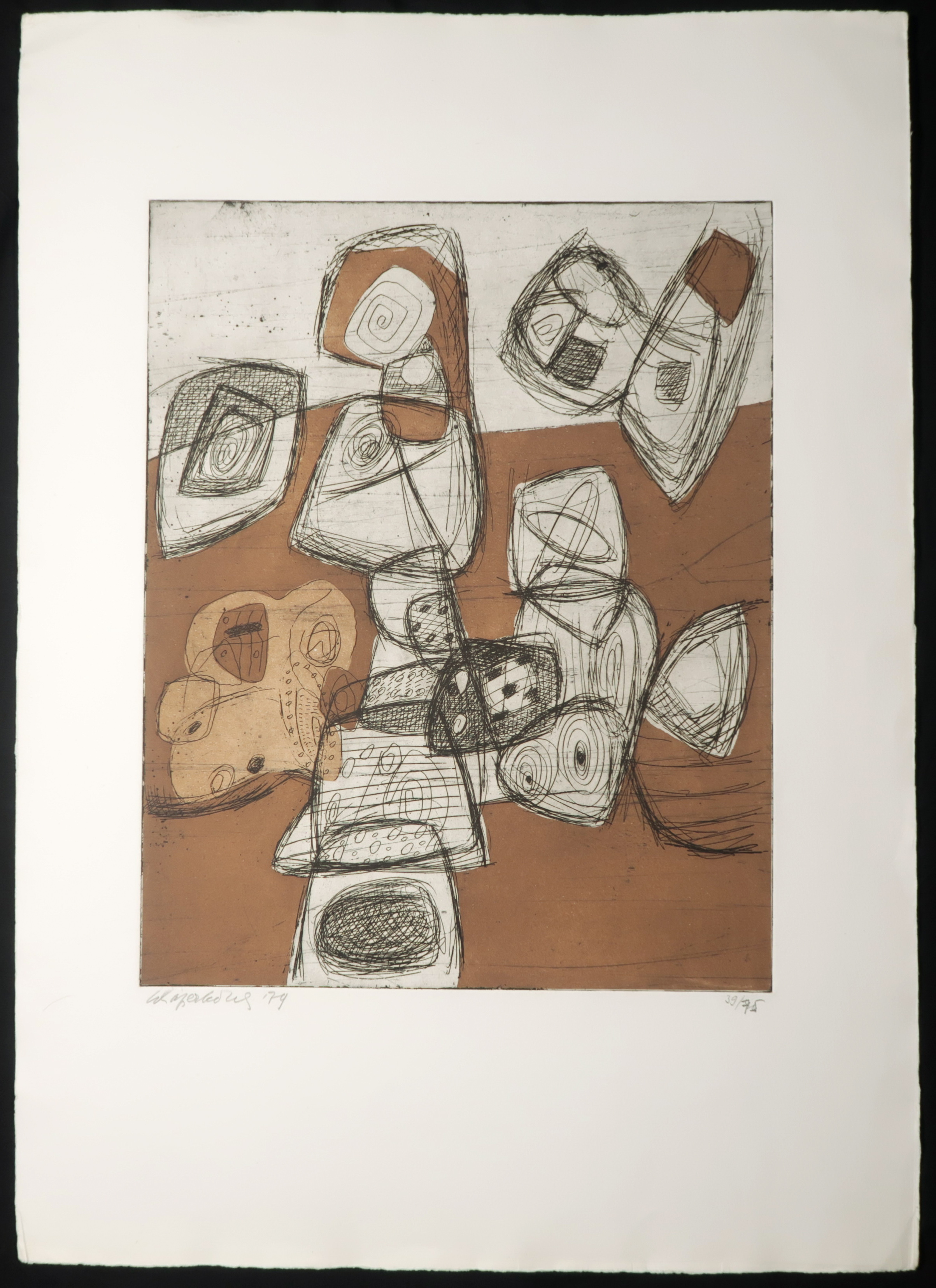 Gerard Schaperkotter - Ets en aquatint, Z.T. Abstracte compositie kopen? Bied vanaf 40!