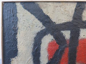 Willem Hussem - toegeschreven aan, olieverf op board, ingelijst, Abstracte compositie kopen? Bied vanaf 1250!