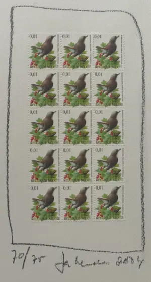 Buy Jan Henderikse - handgesigneerde collage | 'Postzegels 1 cent' | 2004? Bid from 325!