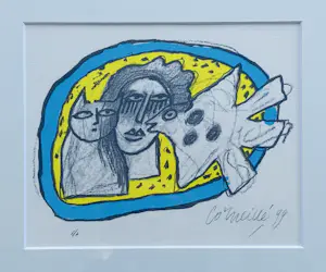 Corneille - Kat, Vogel en Vrouw - Ingelijst kopen? Bied vanaf 215!