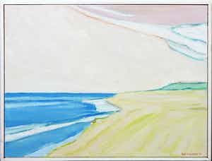 Paul Overhaus - Acryl op doek, Strandgezicht - Ingelijst verkocht voor € 100!