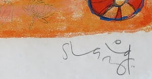 Shahid Parvez - Zeefdruk, Rode olifant - Ingelijst kopen? Bied vanaf 1!