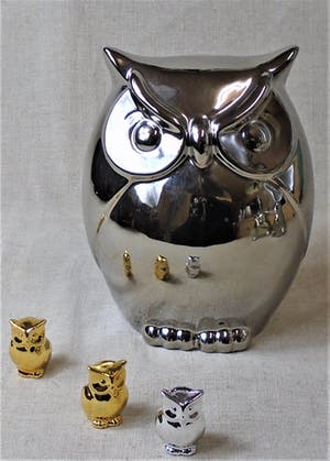 Niet of onleesbaar gesigneerd - 8 Zilverkleurige uilen Hollywood Regency Style kopen? Bied vanaf 10!