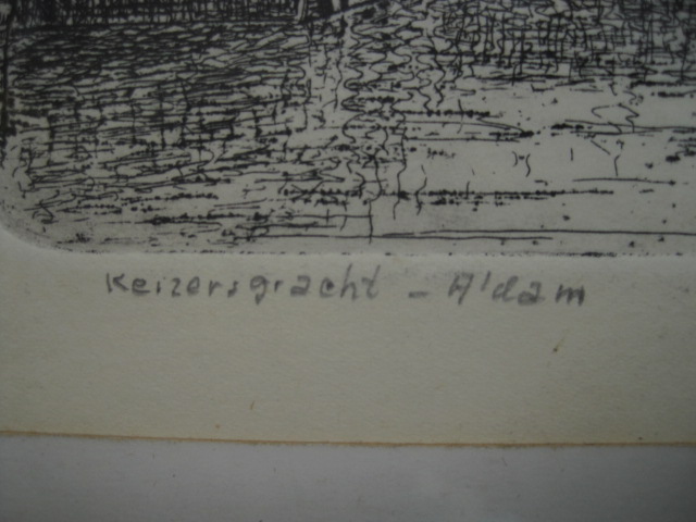 Niet of onleesbaar gesigneerd - gesigneerde Ets "Amsterdam Keizersgracht" j.h. Kruger 1977 kopen? Bied vanaf 1!