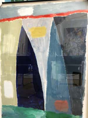 Harrie Gerritz - Compositie met lintbebouwing ( groot in vrijwel nieuwe lijst) verkocht voor € 1100!