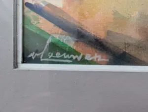 Wil van Leeuwen - STILLEVEN MET BLOEMENVAAS EN FRUITSCHAAL kopen? Bied vanaf 20!