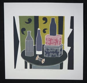 Betty Scheer - Linosnede, 2 dozen en flessen kopen? Bied vanaf 35!