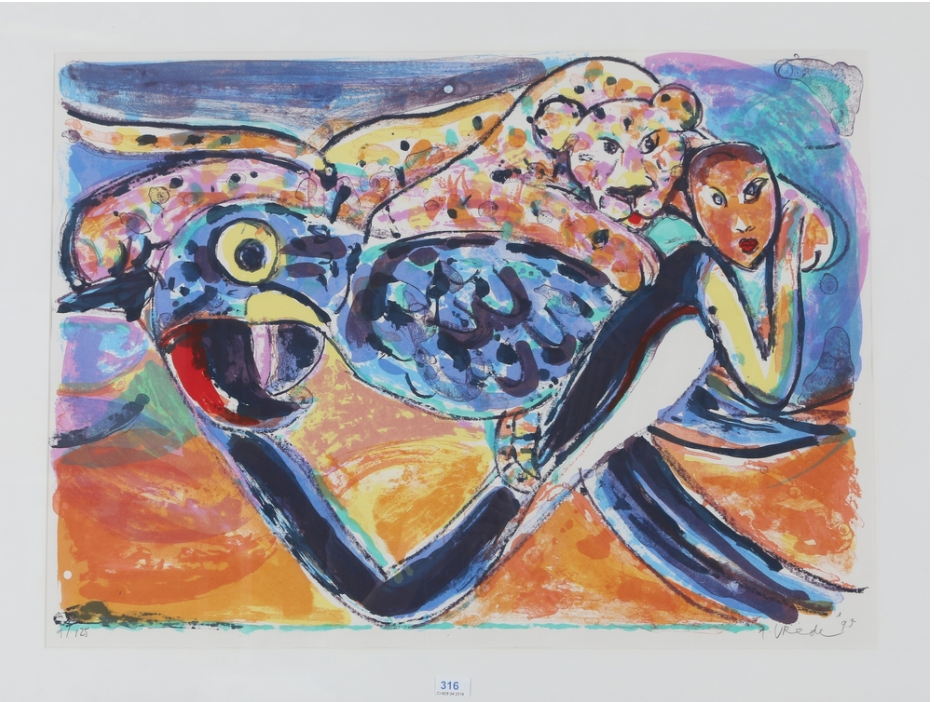 Anton Vrede - Lithografie, Prachtig Ingelijst verkocht voor € 59!