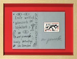 A.R. Penck - Gesigneerde zeefdruk met (ongeopende) telefoonkaart kopen? Bied vanaf 1!