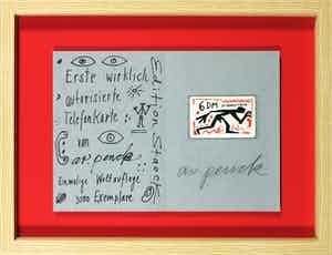 A.R. Penck - Gesigneerde zeefdruk met (ongeopende) telefoonkaart verkocht voor € 1!