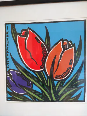 Henk Schiffmacher - Tulpen - zeefdruk, ingelijst kopen? Bied vanaf 75!
