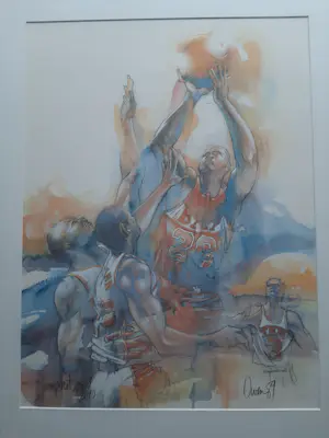 Ortho Owen - Zeefdruk, titel, "Jumpshot". kopen? Bied vanaf 40!