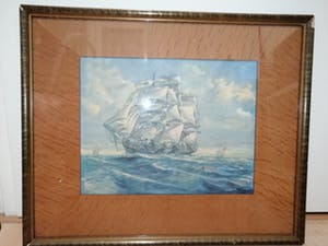 Wim Heyting - (1915-1995) Pentekening Driemaster Schip '50 kopen? Bied vanaf 15!