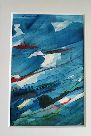 Hens de Jong - 2 ingelijste aquarellen Landschap en Kuststrook kopen? Bied vanaf 40!