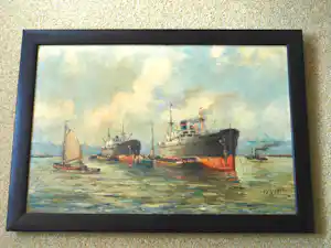 Jan Schipper - Olieverfschilderij - Havengezicht verkauft für € 125!