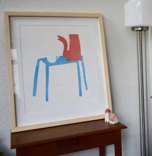 Klaas Gubbels - Litho - Rode kan op blauwe tafel Nr.94 - Geheel nieuw ingelijst kopen? Bied vanaf 550!