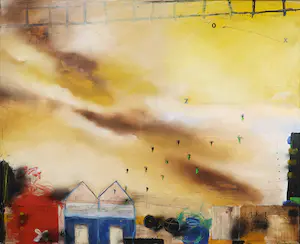 Theo Koster - Gemengde techniek op doek, Abstracte compositie - Ingelijst (Groot) kopen? Bied vanaf 1!