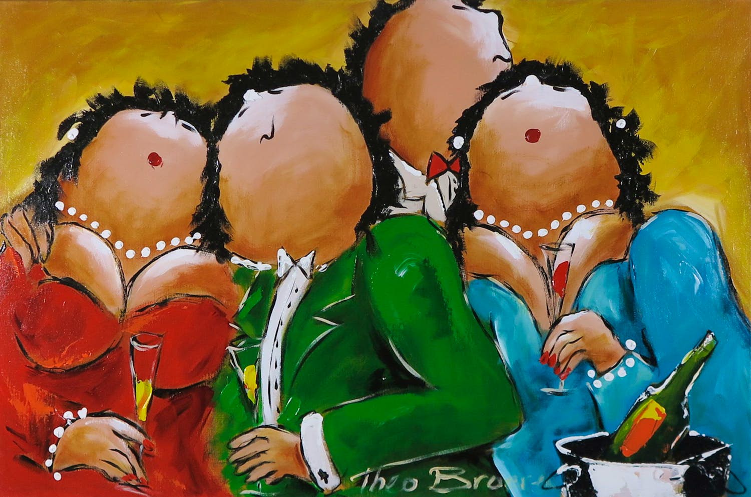 Theo Broeren - Acryl op doek, Twee stelletjes (Groot) kaufen? Bieten Sie von 80!