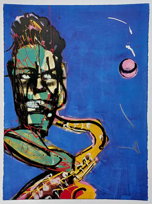 Herman Brood - De saxofonist, zeefdruk kopen? Bied vanaf 375!