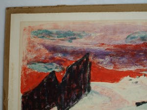 Willy Suter - Litho, “Sneeuwlandschap” – Kunst-Schoolplaat uit 1960 – V.AE.V.O. kopen? Bied vanaf 50!
