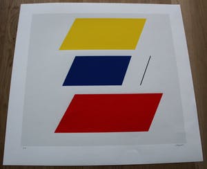 Genevieve Claisse - Giclee: Composition Geometrique rouge/blue/jaune kopen? Bied vanaf 175!