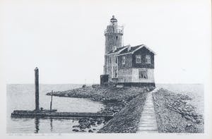 Frans Room - Zeefdruk, Het witte paard, Marken - Ingelijst kopen? Bied vanaf 35!