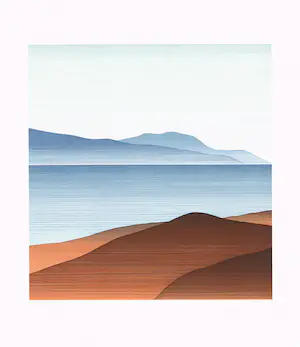 Claudia Keller - Twee handgesigneerde zeefdrukken: Landschappen (tweeluik!) - LAGE STARTPRIJS!! kopen? Bied vanaf 16!