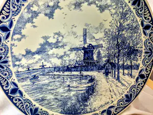 Chemkefa - Wandteller Keramik Delft Blauw Winterlandschaft nach F.J. du Chattel 70er Jahre kopen? Bied vanaf 98!