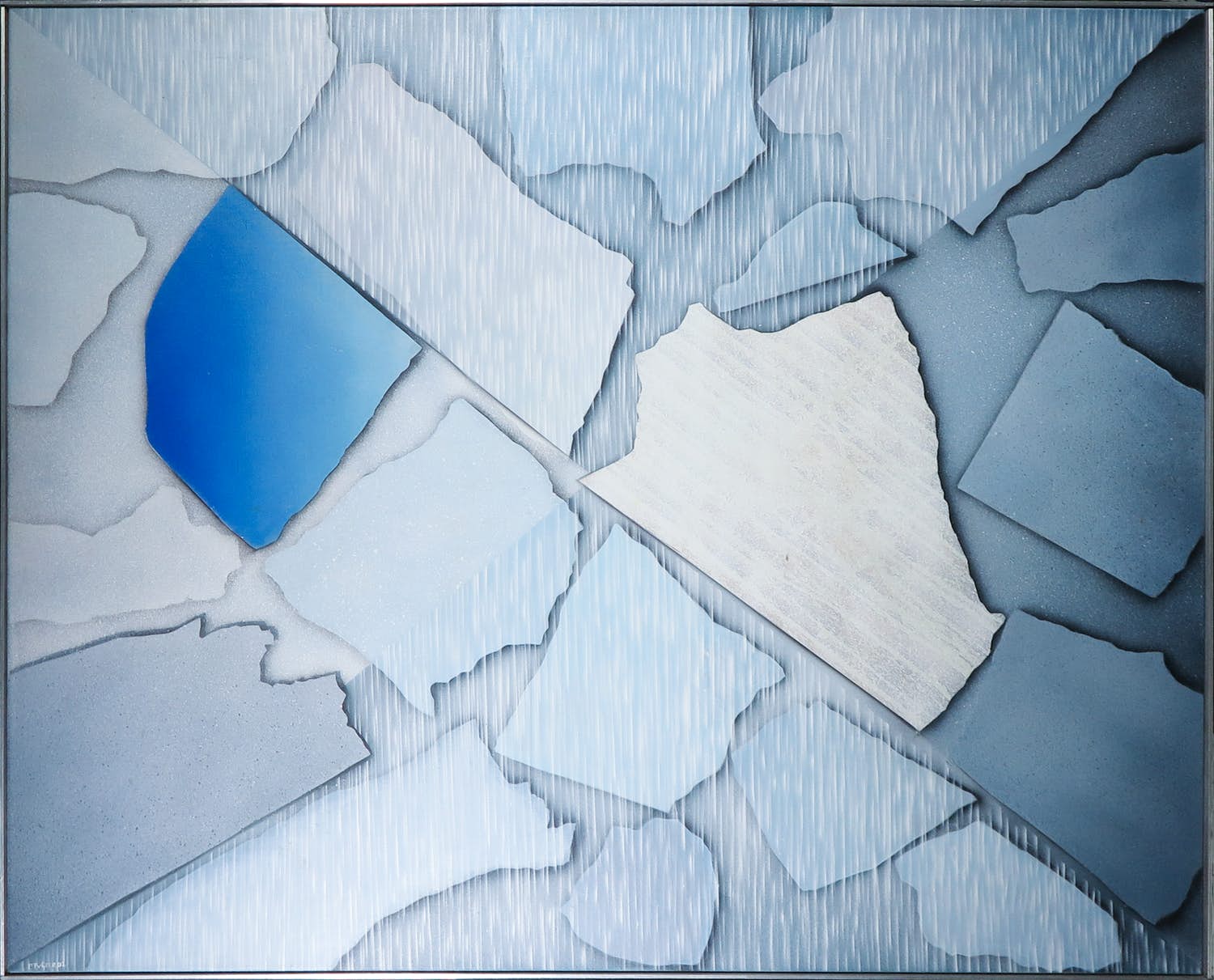 Frits van Geer - Acryl op doek, Regenfragmenten - Ingelijst (Groot) verkocht voor € 50!