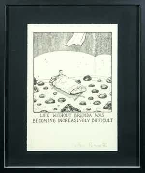 Glen Baxter - Litho, Life without Brenda (...) - Ingelijst verkocht voor € 1!