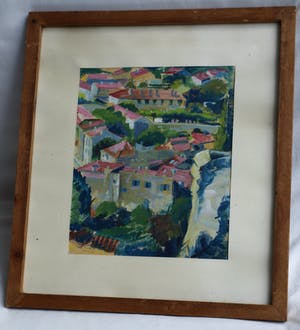 Ton Smit - Gouache , Stadsgezicht – gesigneerd & ingelijst – 1952 kopen? Bied vanaf 40!