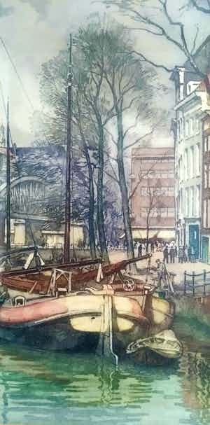 Hendrikus Roodenburg - (1895-1987), schitterende kleurenets uit 1941, van Rotterdam, gedetailleerd verkocht voor € 85!