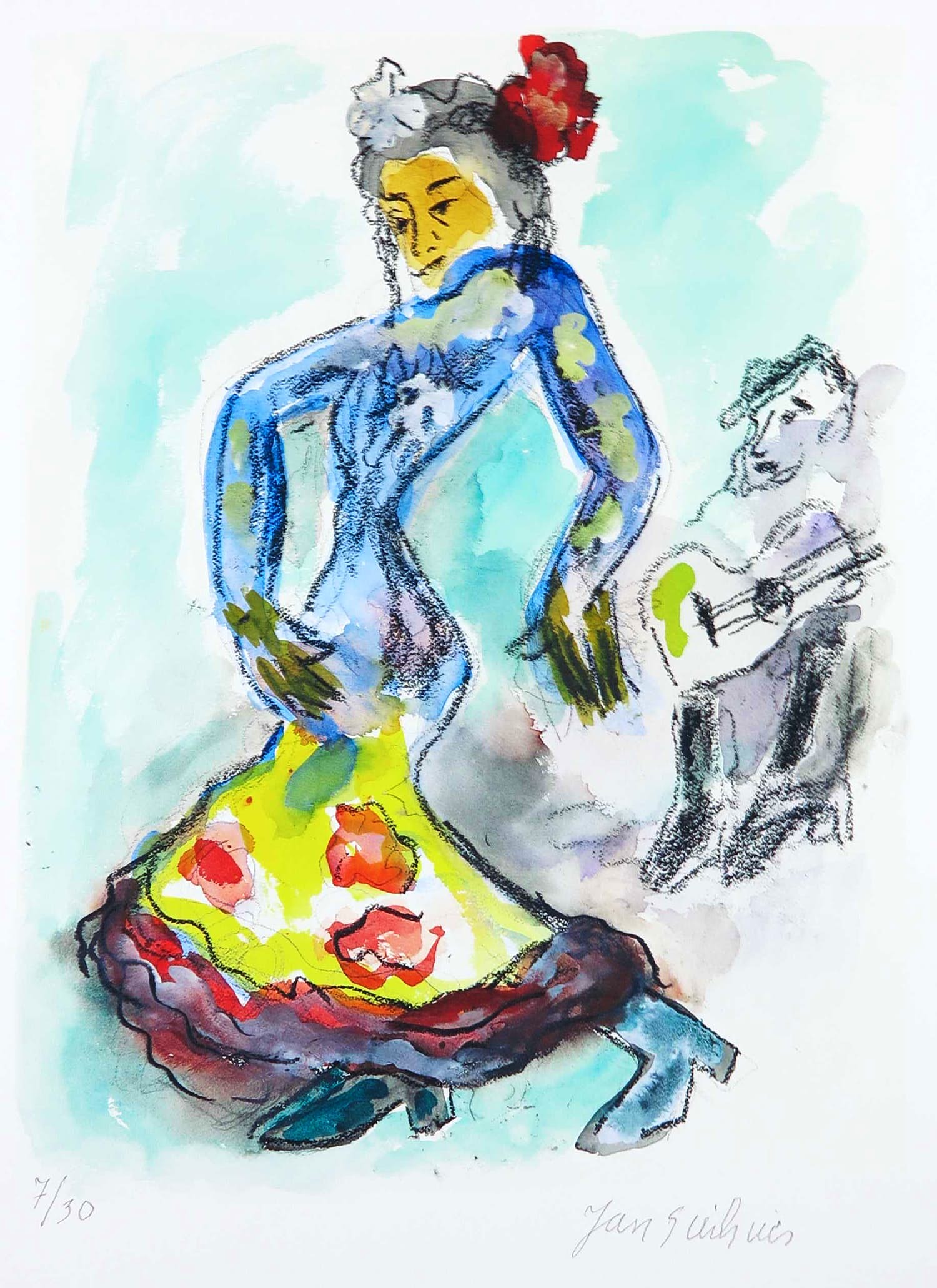 Jan Sierhuis - Giclée, Danseres, inclusief gedicht kopen? Bied vanaf 1!