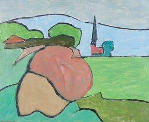 Paul Overhaus - Olieverf op board, Belgisch landschap II - Ingelijst kopen? Bied vanaf 70!