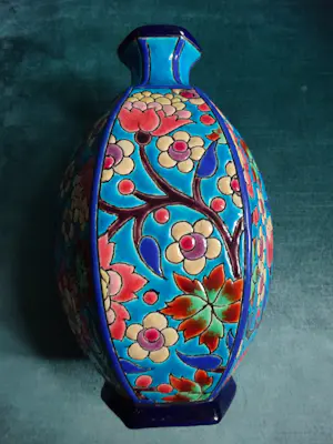 Emaux de Longwy - kleurijke floraal gedecoreerde cloisonne vaas kopen? Bied vanaf 95!