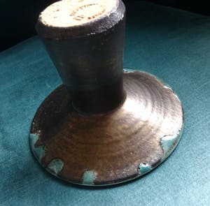 Pieter Groeneveldt - Mushroom kandelaar in Pruisisch blauw- turquoise- craquele kopen? Bied vanaf 50!