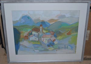 Niek Molenaar - (Grieks) bergdorpje - ingelijste gouache uit 1966 kopen? Bied vanaf 125!