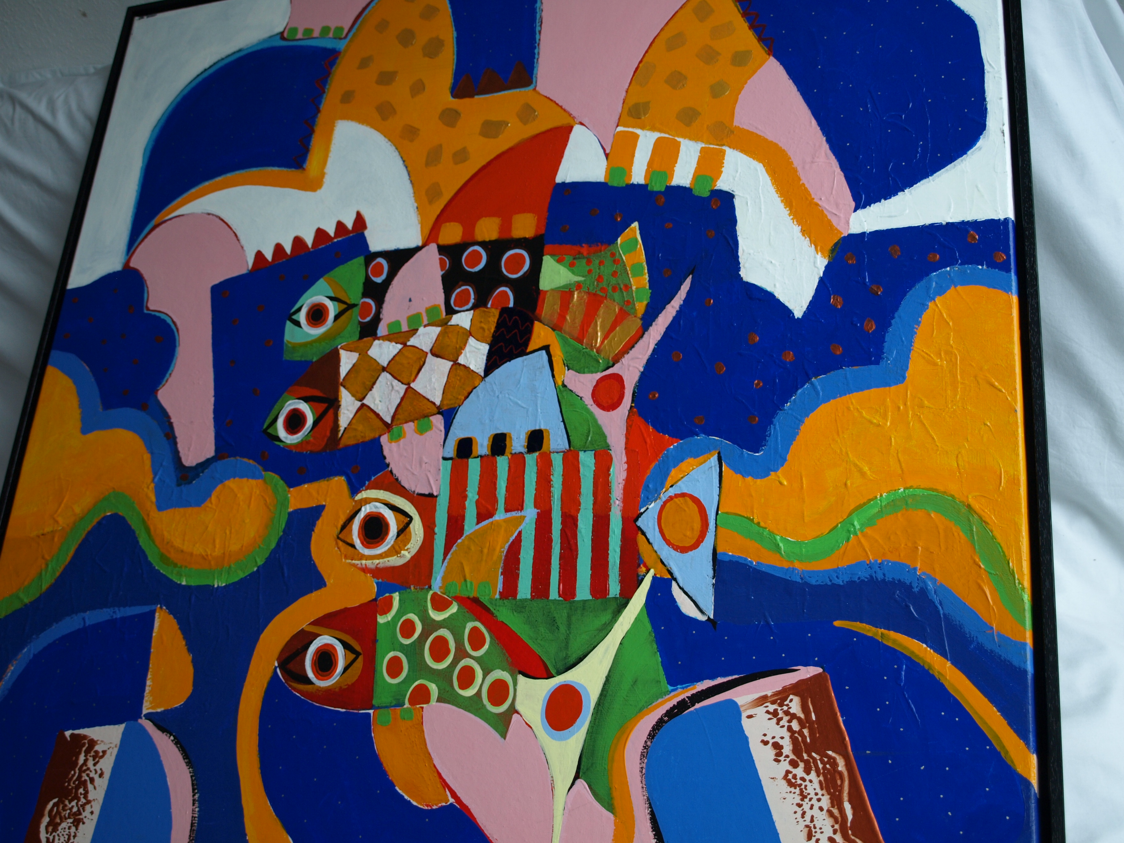 Gino Sauerbier - Acryl op doek , I Feel so good - ingelijst - GROOT - 100 x 100 cm kopen? Bied vanaf 150!