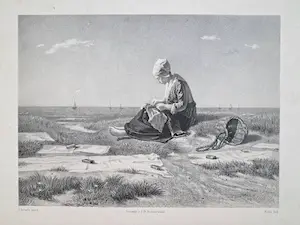 Isaac Israels - e.a. - Naaister in de duinen - 2 antieke steendrukken kaufen? Bieten Sie von 50!