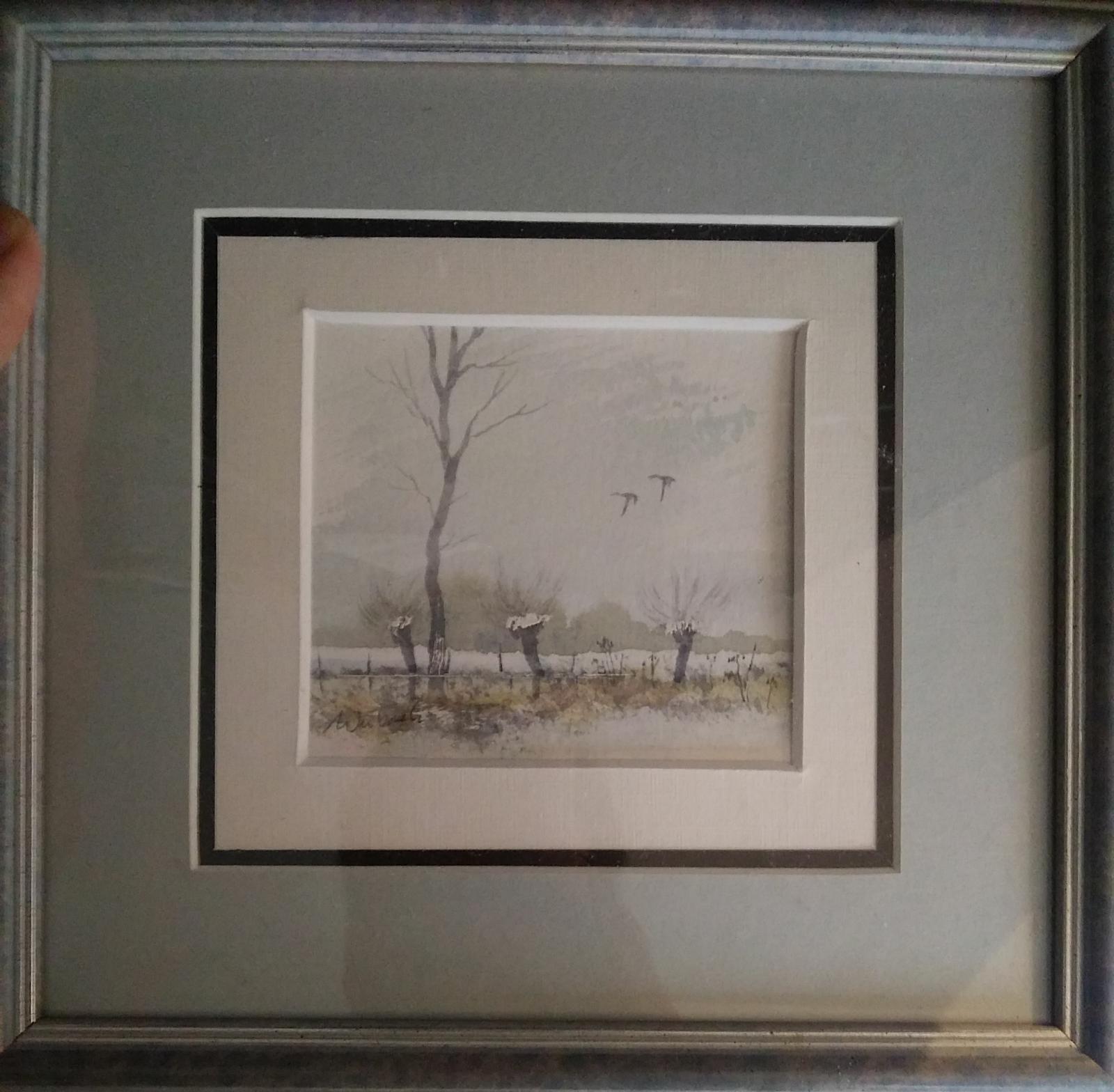 Niet of onleesbaar gesigneerd - Winterpolder landschap van onleesbare signatuur "Wubouch" kopen? Bied vanaf 1!