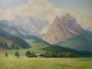 Werner Vogel - Blick auf das Wettersteingebirge, Ölgemälde signiert verkauft für € 249!